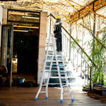 GROVIA 4/5/6 Pedals, Wide Steel Ladder 7cm Slim - Folding Fold Feet, 26cm Anti-Slip Carbon Step White