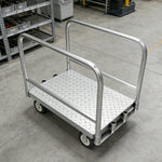 GROVIA Detachable Double-Rail Platform Trolley Light-Duty Warehouse Transport Thickened Steel Platform 5 Inch Rubber Wheels - Silver