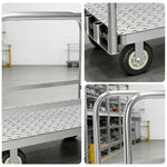 GROVIA Detachable Double-Rail Platform Trolley Light-Duty Warehouse Transport Thickened Steel Platform 5 Inch Rubber Wheels - Silver