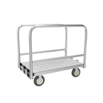 GROVIA Detachable Double-Rail Platform Trolley Light-Duty Warehouse Transport Thickened Steel Platform 5 Inch Rubber Wheels - Silver