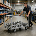 GROVIA Double Rail Platform Trolley Heavy Duty Transport Thickened Steel Platform 6 Inch Wear-Resistant Wheels - Silver