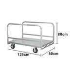 GROVIA Double Rail Platform Trolley Heavy Duty Transport Thickened Steel Platform 6 Inch Wear-Resistant Wheels - Silver