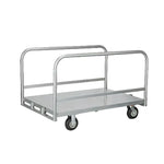 GROVIA Double Rail Platform Trolley Heavy Duty Transport Thickened Steel Platform 6 Inch Wear-Resistant Wheels - Silver