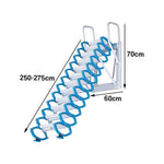 GROVIA Wall Mounted Retractable Loft Ladder Space Saving Heavy Duty Carbon Steel Alloy Wide Anti-Slip Steps - Blue & White
