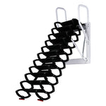GROVIA Wall Mounted Retractable Loft Ladder Space Saving Heavy Duty Carbon Steel Alloy Wide Anti-Slip Steps - Black