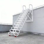 GROVIA Wall Mounted Retractable Loft Ladder Space Saving Heavy Duty Carbon Steel Alloy Wide Anti-Slip Steps - White