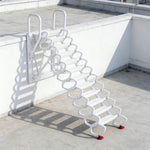 GROVIA Wall Mounted Retractable Loft Ladder Space Saving Heavy Duty Carbon Steel Alloy Wide Anti-Slip Steps - White