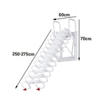 GROVIA Wall Mounted Retractable Loft Ladder Space Saving Heavy Duty Carbon Steel Alloy Wide Anti-Slip Steps - White