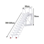 GROVIA Wall Mounted Retractable Loft Ladder Space Saving Heavy Duty Carbon Steel Alloy Wide Anti-Slip Steps - White