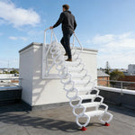GROVIA Wall Mounted Retractable Loft Ladder Space Saving Heavy Duty Carbon Steel Alloy Wide Anti-Slip Steps - White