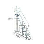 GROVIA Heavy Duty Industrial Platform Ladder with Safety Handrails and Anti-Slip Steps for Warehouse - Silver