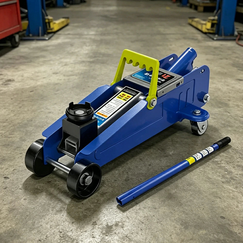 GROVIA 2T Hydraulic Floor Jack Portable Compact 135-320mm Lifting Range Small Car Garage Use Carton Pack - Blue