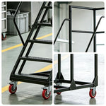 GROVIA 304 Stainless Steel Mobile Platform Ladder with Safety Handrails, 2.0m Platform Height for Warehouse - Silver