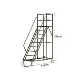 GROVIA 304 Stainless Steel Mobile Platform Ladder with Safety Handrails, 2.0m Platform Height for Warehouse - Silver
