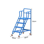 GROVIA Heavy Duty Mobile Platform Ladder with Safety Handrails and Locking Wheels, 1.0m Platform Height - Blue