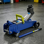 GROVIA 2T Hydraulic Floor Jack Upgraded High Lift 135-340mm Heavy Duty Steel Mid Size Car Garage Use Carton Pack - Blue