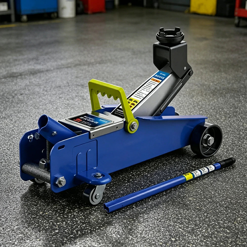 GROVIA 2T Hydraulic Floor Jack Upgraded High Lift 135-340mm Heavy Duty Steel Mid Size Car Garage Use Carton Pack - Blue