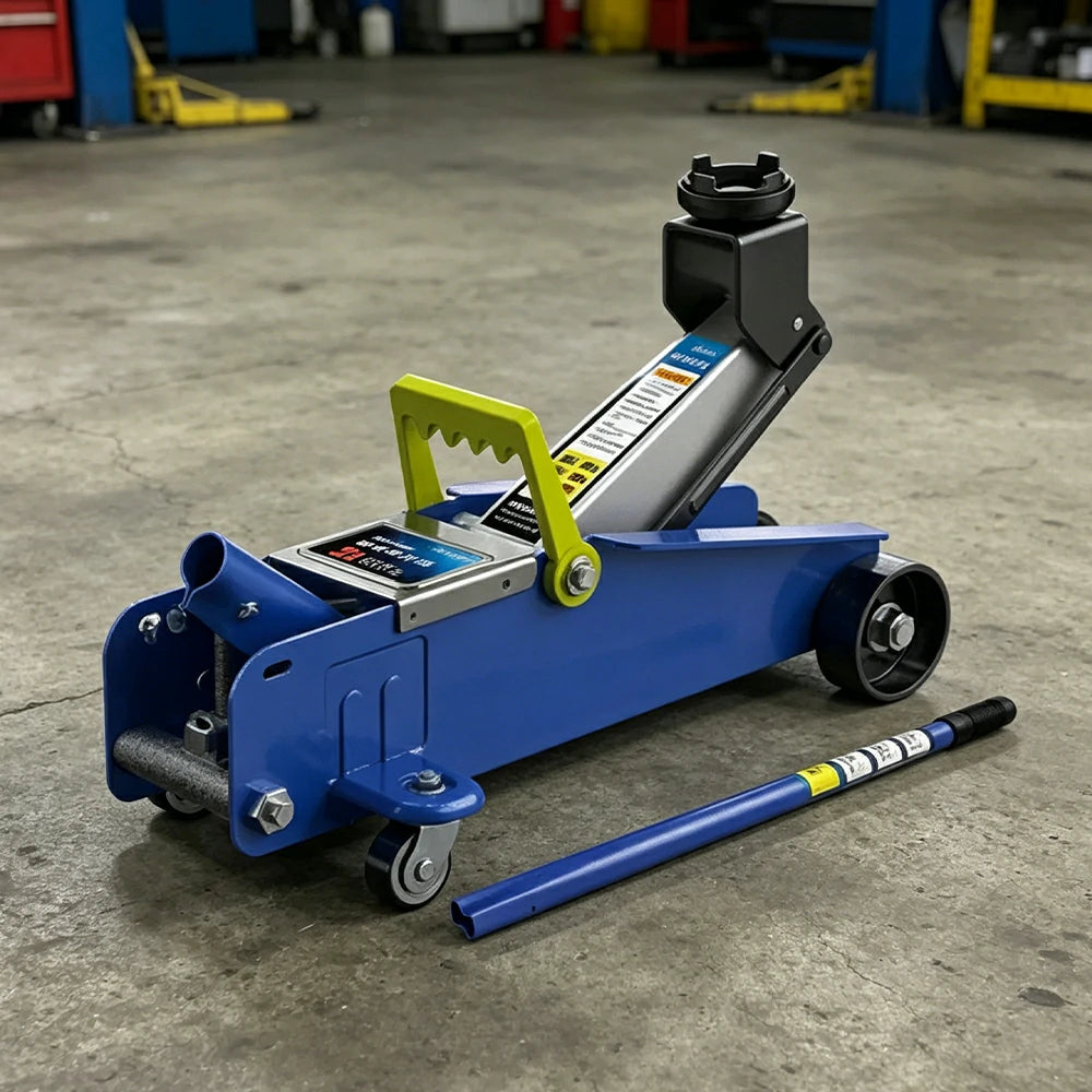 GROVIA 2T Hydraulic Floor Jack Upgraded High Lift 135-340mm Heavy Duty Steel Mid Size Car Garage Use Carton Pack - Blue