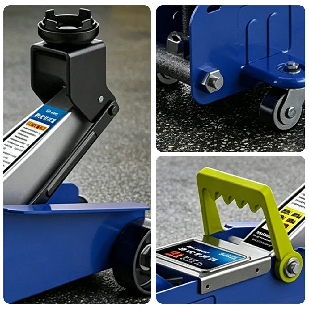 GROVIA 2T Hydraulic Floor Jack Upgraded High Lift 135-340mm Heavy Duty Steel Mid Size Car Garage Use Carton Pack - Blue