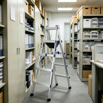 GROVIA Reinforced Aluminium A-Frame Step Ladder with Tool Tray 1.62m for Home and Commercial Use - Silver