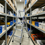 GROVIA Reinforced Aluminium A-Frame Step Ladder with Tool Tray 1.62m for Home and Commercial Use - Silver
