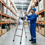 GROVIA Reinforced Aluminium A-Frame Step Ladder with Tool Tray 1.62m for Home and Commercial Use - Silver