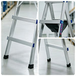 GROVIA Reinforced Aluminium A-Frame Step Ladder with Tool Tray 1.62m for Home and Commercial Use - Silver