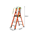 GROVIA 6 Step Fibreglass Platform Ladder with Safety Handrails for Electrical and Industrial Use - Red