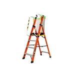 GROVIA 6 Step Fibreglass Platform Ladder with Safety Handrails for Electrical and Industrial Use - Red