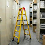 GROVIA 5 Step Fully Insulated Fibreglass A-Frame Ladder for Electrical and Industrial Use - Yellow