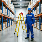 GROVIA 5 Step Fully Insulated Fibreglass A-Frame Ladder for Electrical and Industrial Use - Yellow