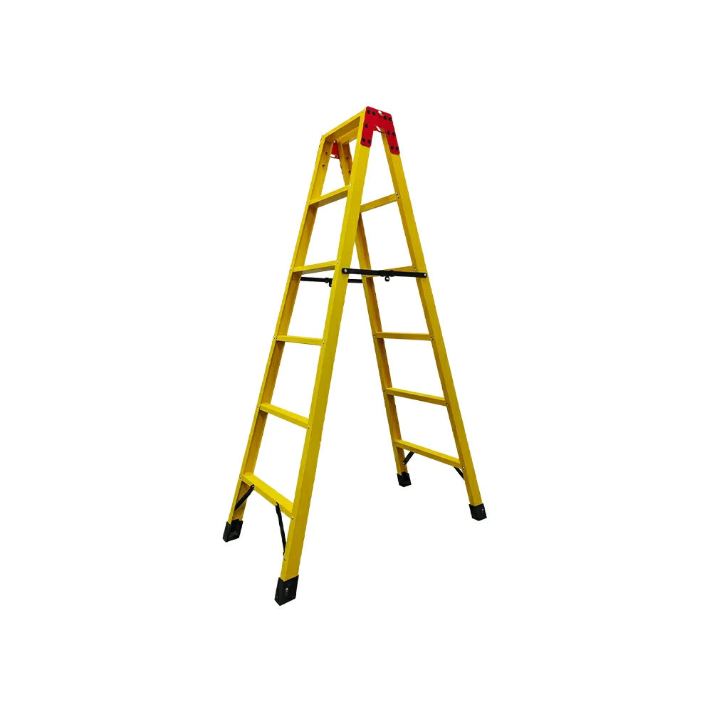 GROVIA 5 Step Fully Insulated Fibreglass A-Frame Ladder for Electrical and Industrial Use - Yellow