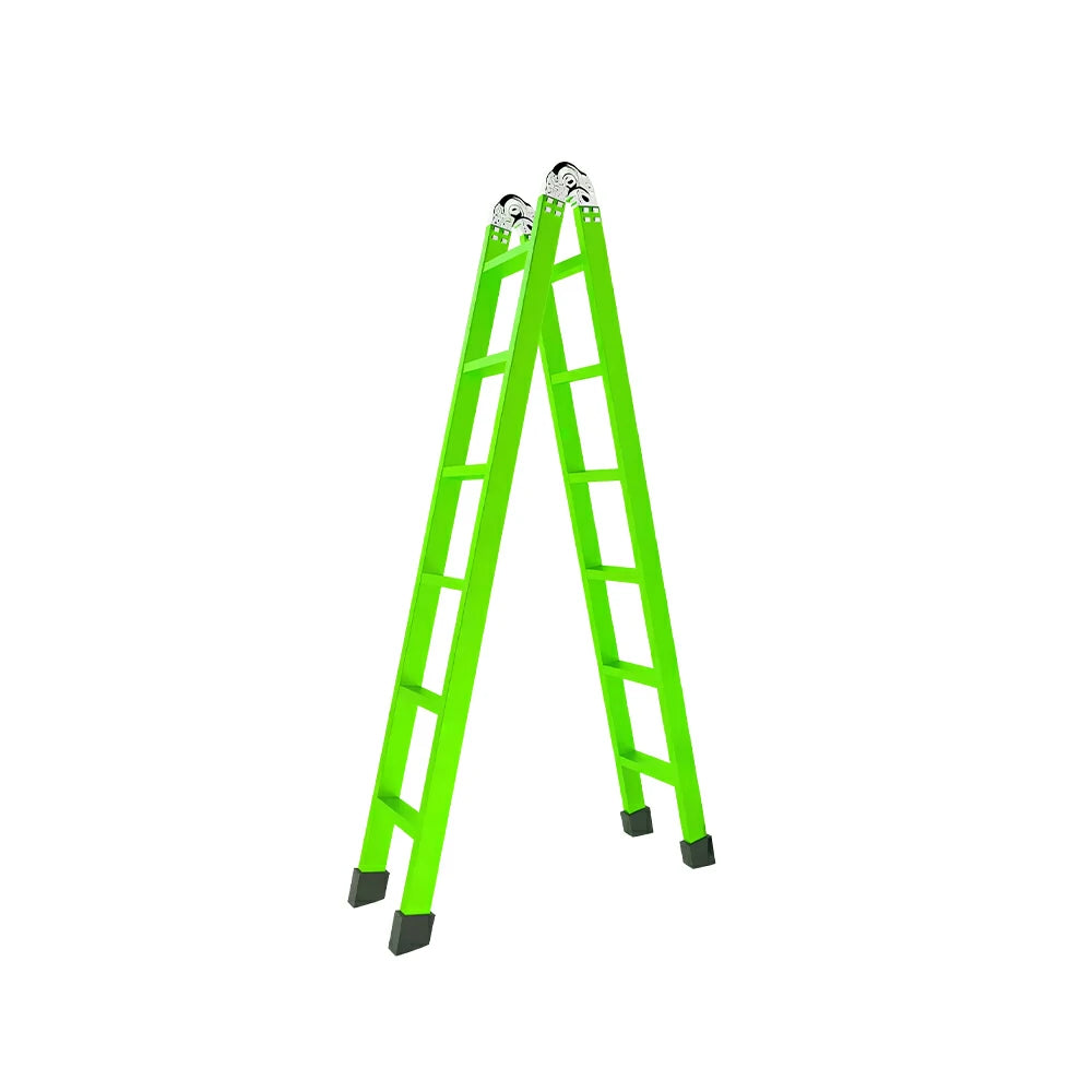 GROVIA 3 Step Reinforced A-Frame Ladder with Extra Wide Anti-Slip Steps for Home and Commercial Use - Green