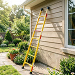 GROVIA 2m Fully Insulated Fibreglass Straight Ladder with Anti-Slip Feet for Electrical and Industrial Use - Yellow