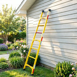 GROVIA 2m Fully Insulated Fibreglass Straight Ladder with Anti-Slip Feet for Electrical and Industrial Use - Yellow