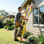 GROVIA 2m Fully Insulated Fibreglass Straight Ladder with Anti-Slip Feet for Electrical and Industrial Use - Yellow