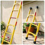 GROVIA 2m Fully Insulated Fibreglass Straight Ladder with Anti-Slip Feet for Electrical and Industrial Use - Yellow