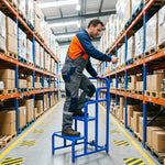 GROVIA 3 Step Detachable Platform Ladder with Safety Handrails 0.75m Platform Height for Warehouse Use - Blue