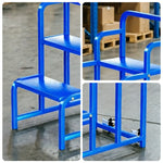 GROVIA 3 Step Detachable Platform Ladder with Safety Handrails 0.75m Platform Height for Warehouse Use - Blue