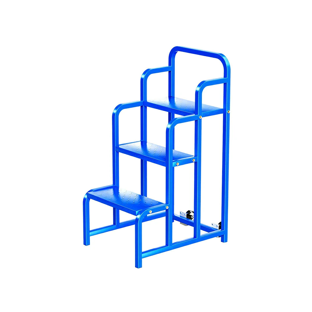 GROVIA 3 Step Detachable Platform Ladder with Safety Handrails 0.75m Platform Height for Warehouse Use - Blue