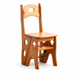 GROVIA Imported Solid Pine 4-Step Folding Ladder Chair - 3-in-1 Step Stool, Seat & Storage Rack - Yellow