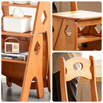 GROVIA Imported Solid Pine 4-Step Folding Ladder Chair - 3-in-1 Step Stool, Seat & Storage Rack - Yellow