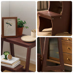GROVIA Solid Wood 3-Step Folding Ladder Stool - Quick-Flip Step Ladder, Seat & Side Table - Coffee