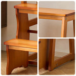 GROVIA Solid Wood 3-Step Folding Ladder Stool - Quick-Flip Step Ladder, Seat & Side Table - Brown