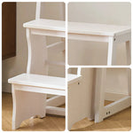GROVIA Solid Wood 3-Step Folding Ladder Stool - Quick-Flip Step Ladder, Seat & Side Table - White