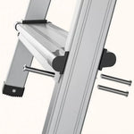 GROVIA Aluminium Alloy 4-Step Folding Ladder - Tool Tray, 2.76m Reach for Home & Maintenance - Moonlight Silver