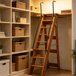 GROVIA Solid Wood 8-Step A-Frame Ladder - Dual Handrails, 1.6m Height for Home & Loft Use - Coffee