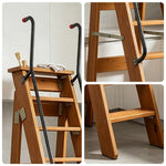 GROVIA Solid Wood 8-Step A-Frame Ladder - Dual Handrails, 1.6m Height for Home & Loft Use - Coffee