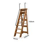 GROVIA Solid Wood 8-Step A-Frame Ladder - Dual Handrails, 1.6m Height for Home & Loft Use - Coffee