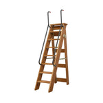 GROVIA Solid Wood 8-Step A-Frame Ladder - Dual Handrails, 1.6m Height for Home & Loft Use - Coffee